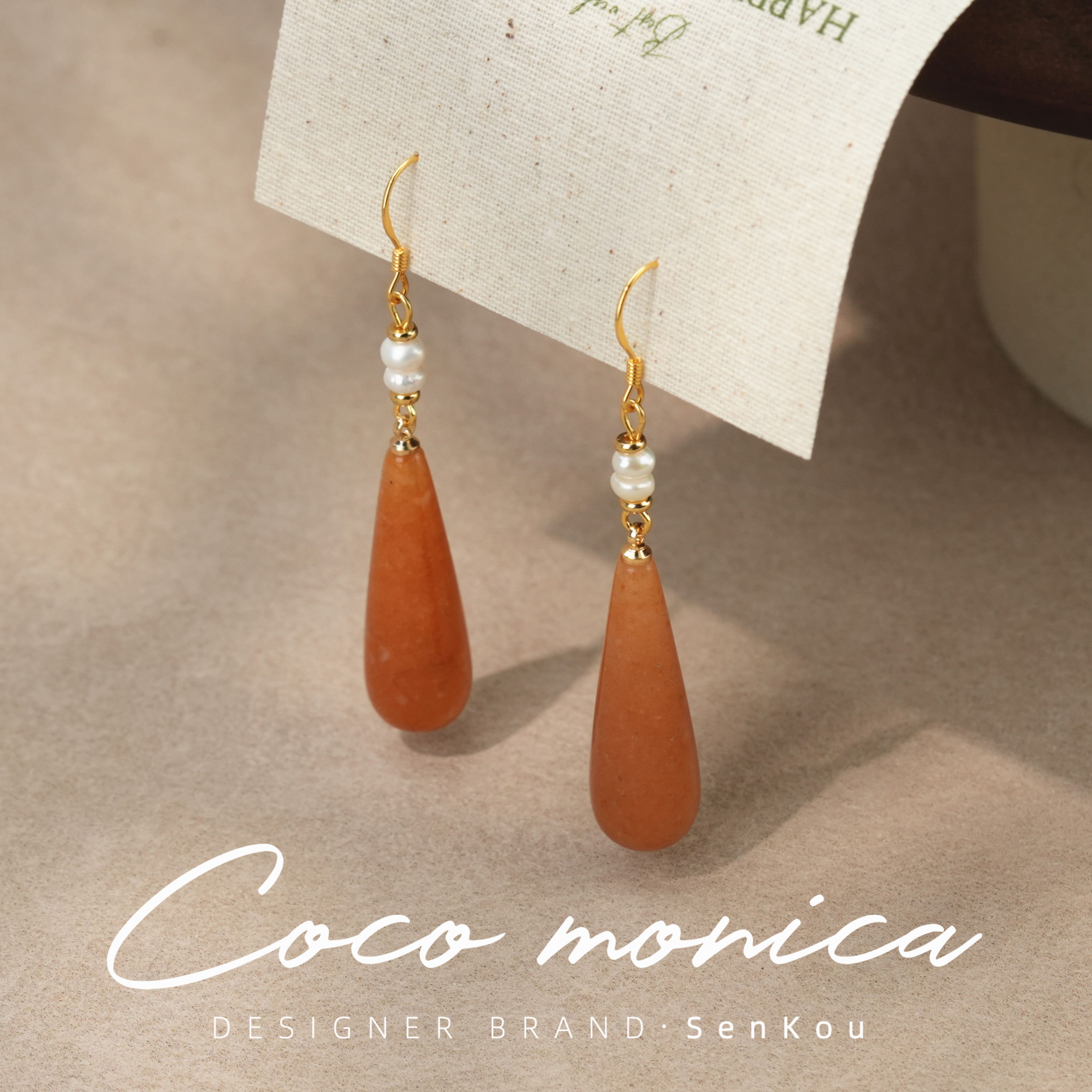 【小霞珠宝】红东陵925银针耳环耳钉气质耳饰复古法式AE998