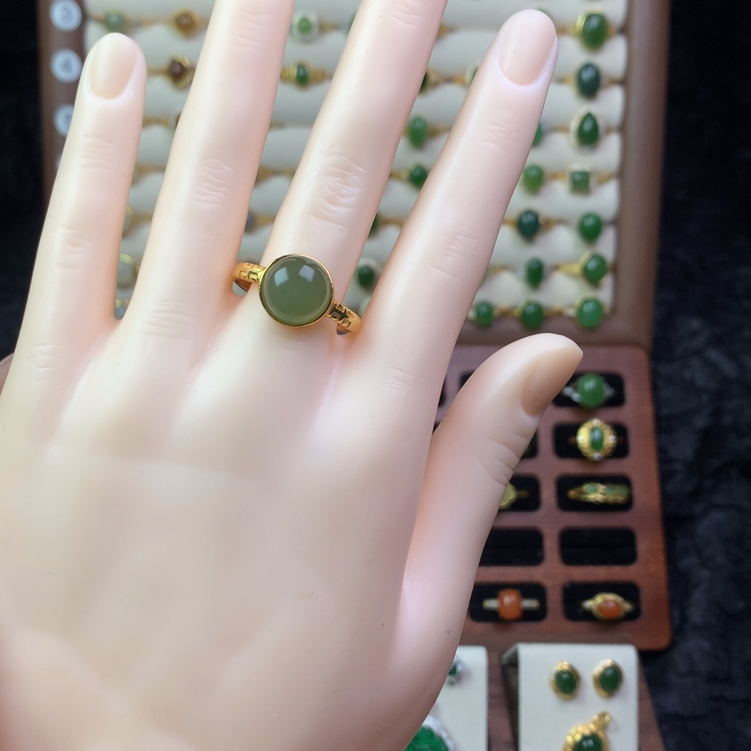 和田玉银S925镶嵌戒指