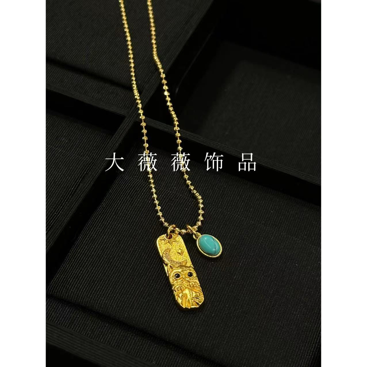 铜合金项链 猫咪盘缠星月项链-5403