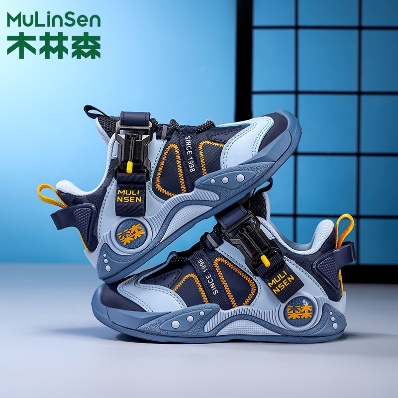  木林森童鞋2025秋冬皮面防水儿童运动鞋子中大童男女童跑步鞋