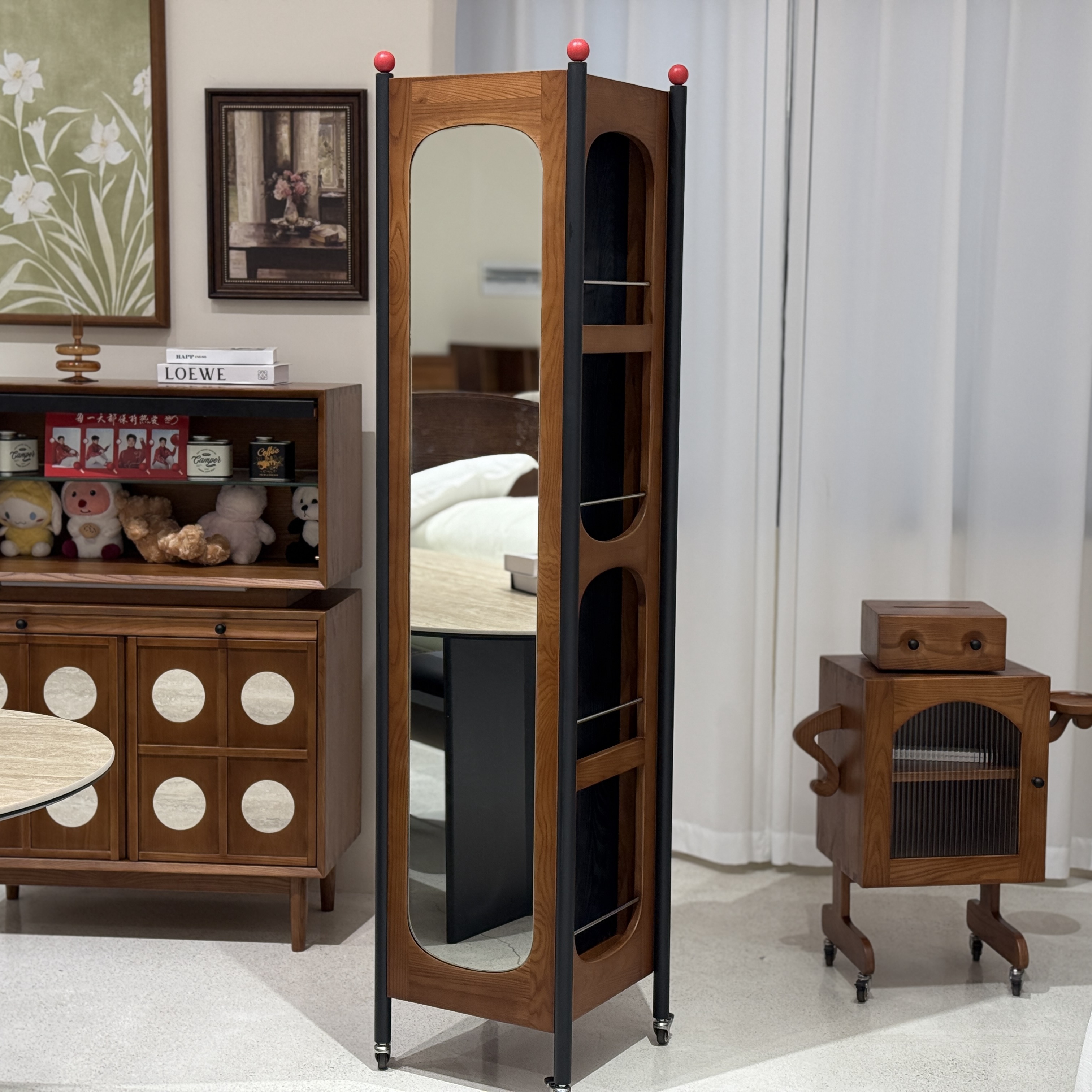 【ZRJ0016小旋风·镜柜·羊羊力荐】中古风家用高级感功能收纳镜柜