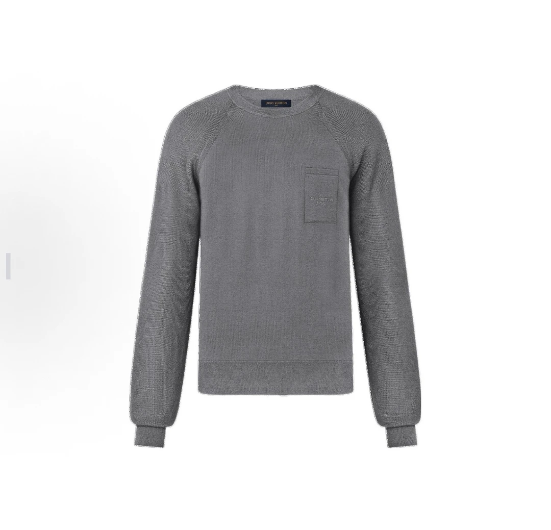 99新 LouisVuitton/路易威登 纯色Logo刺绣圆领套头毛衣40613