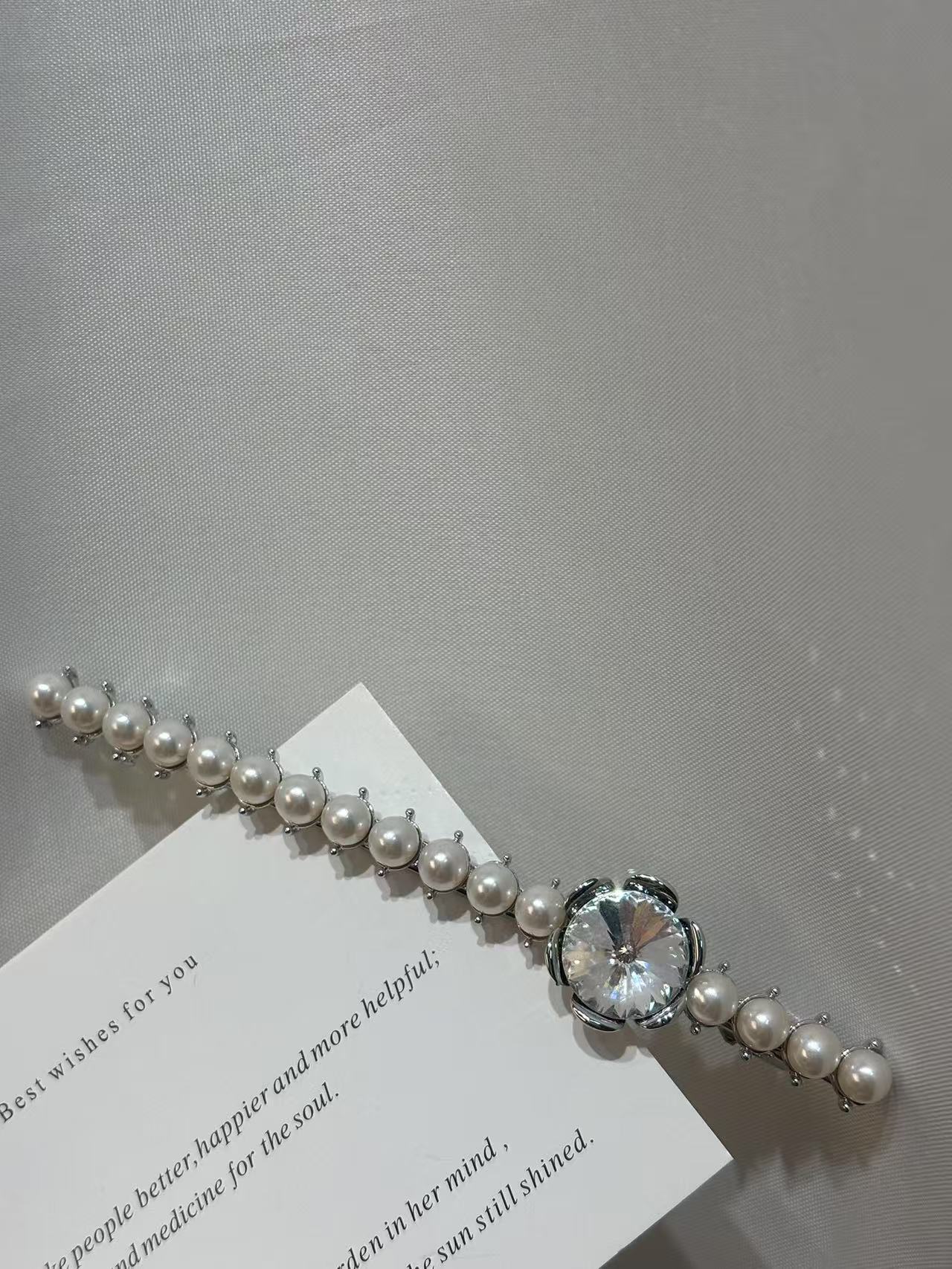 B171白色珠单颗闪闪大弹簧夹