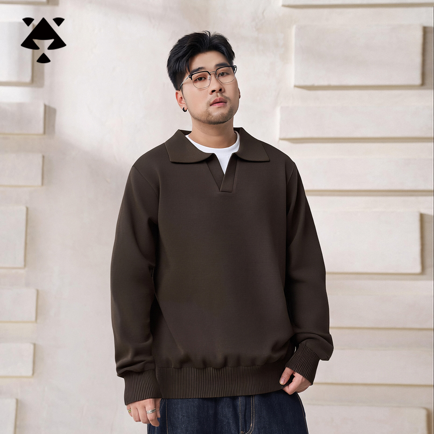 【针织假两件】森老板轻熟男装冬季气质毛衣加厚保暖重磅粗针织衫