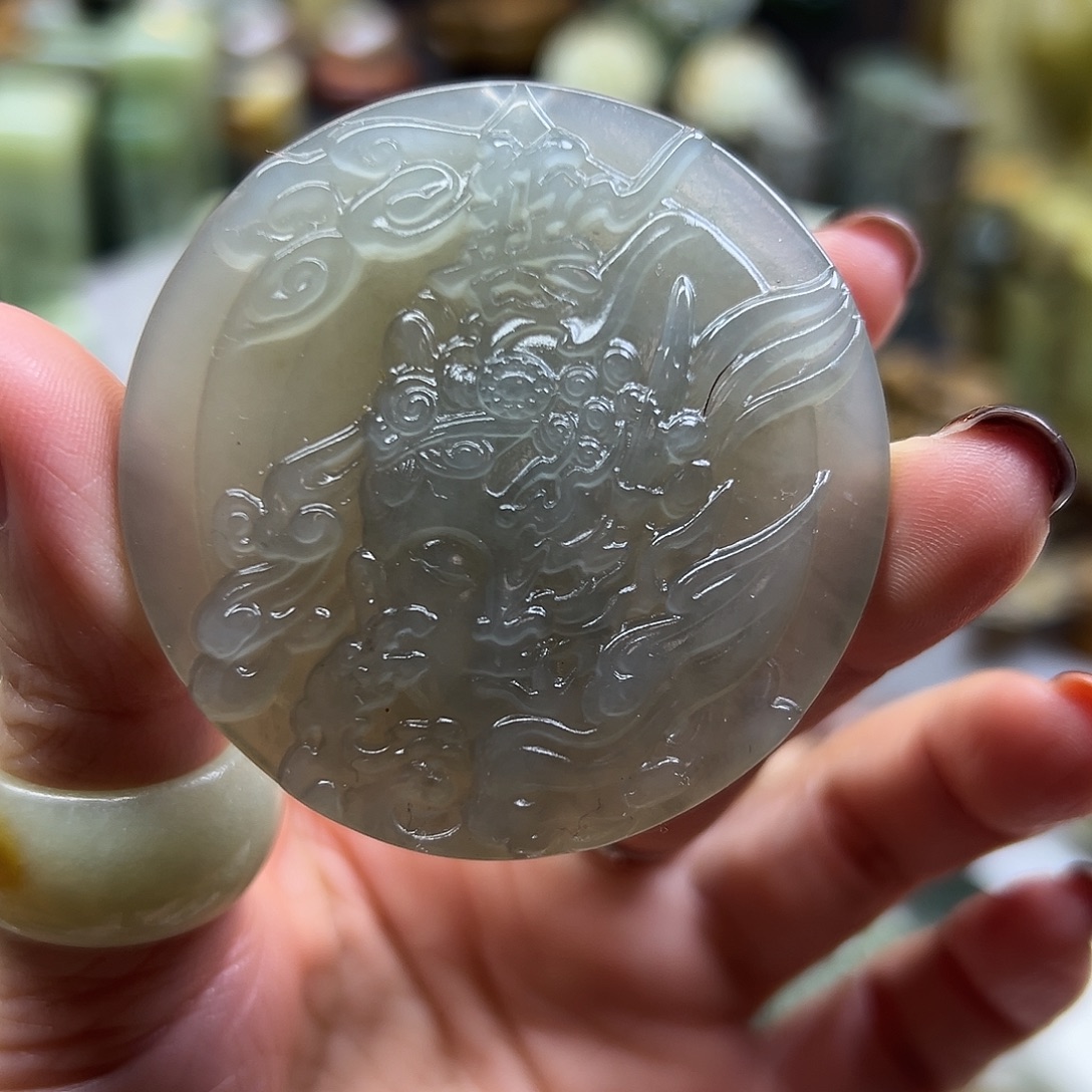 岫玉未镶嵌颈饰岫玉灰冰料一念