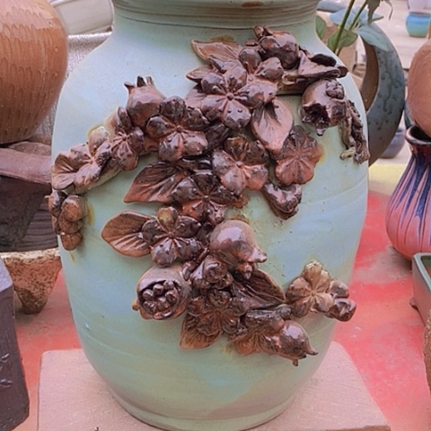 紫砂花盆口17高度33.5无孔瑕疵