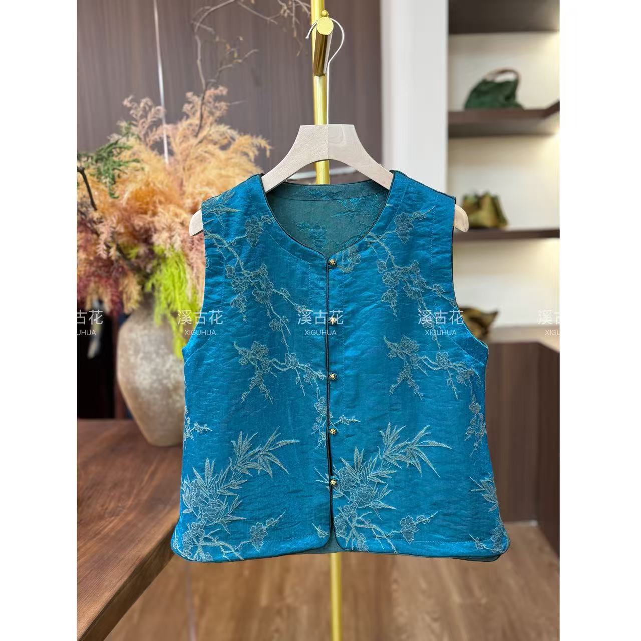 【蓝竹马甲】2025秋冬新品100%桑蚕丝马甲女双面穿百搭上衣香云纱