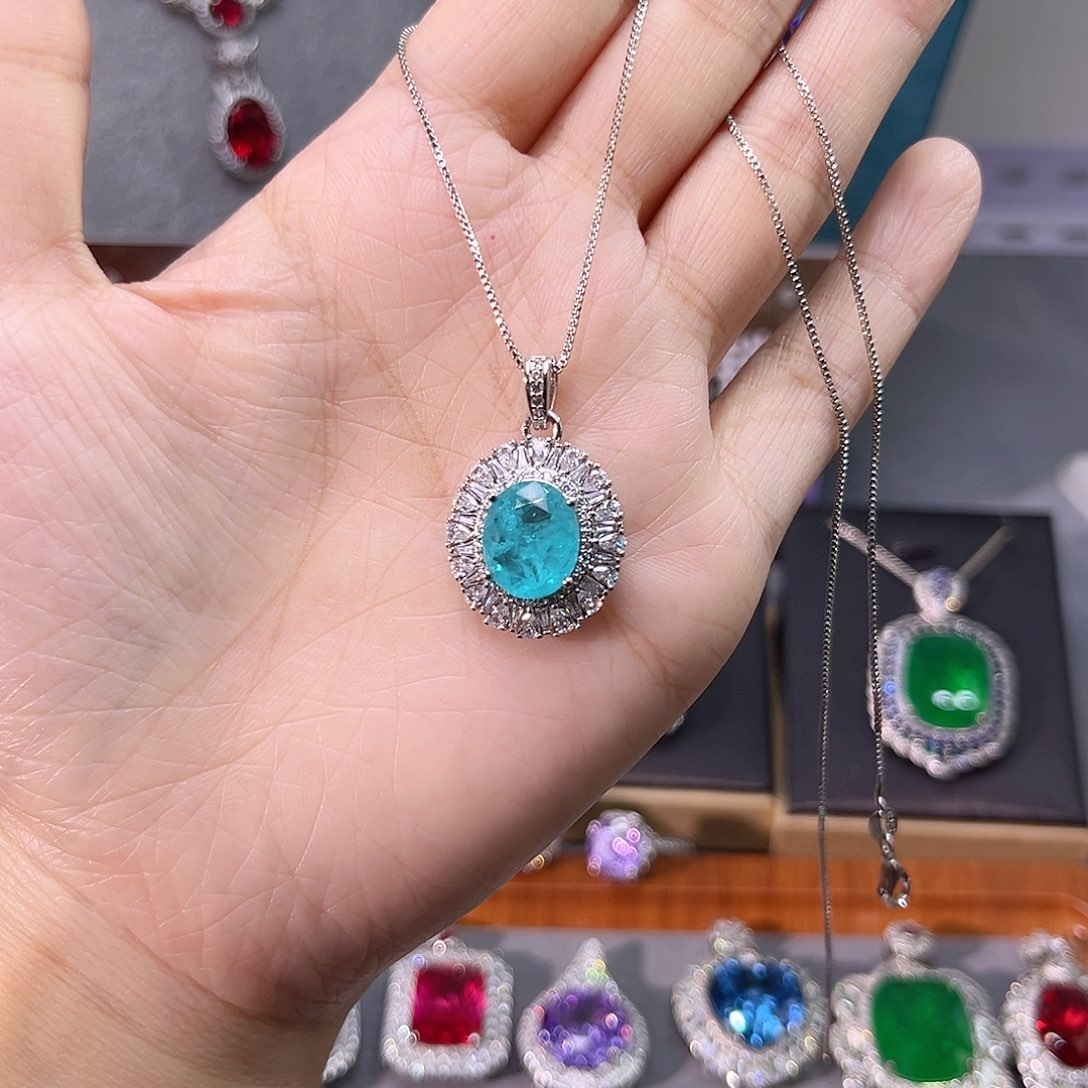 颈饰银S925镶嵌碧玺t z 187