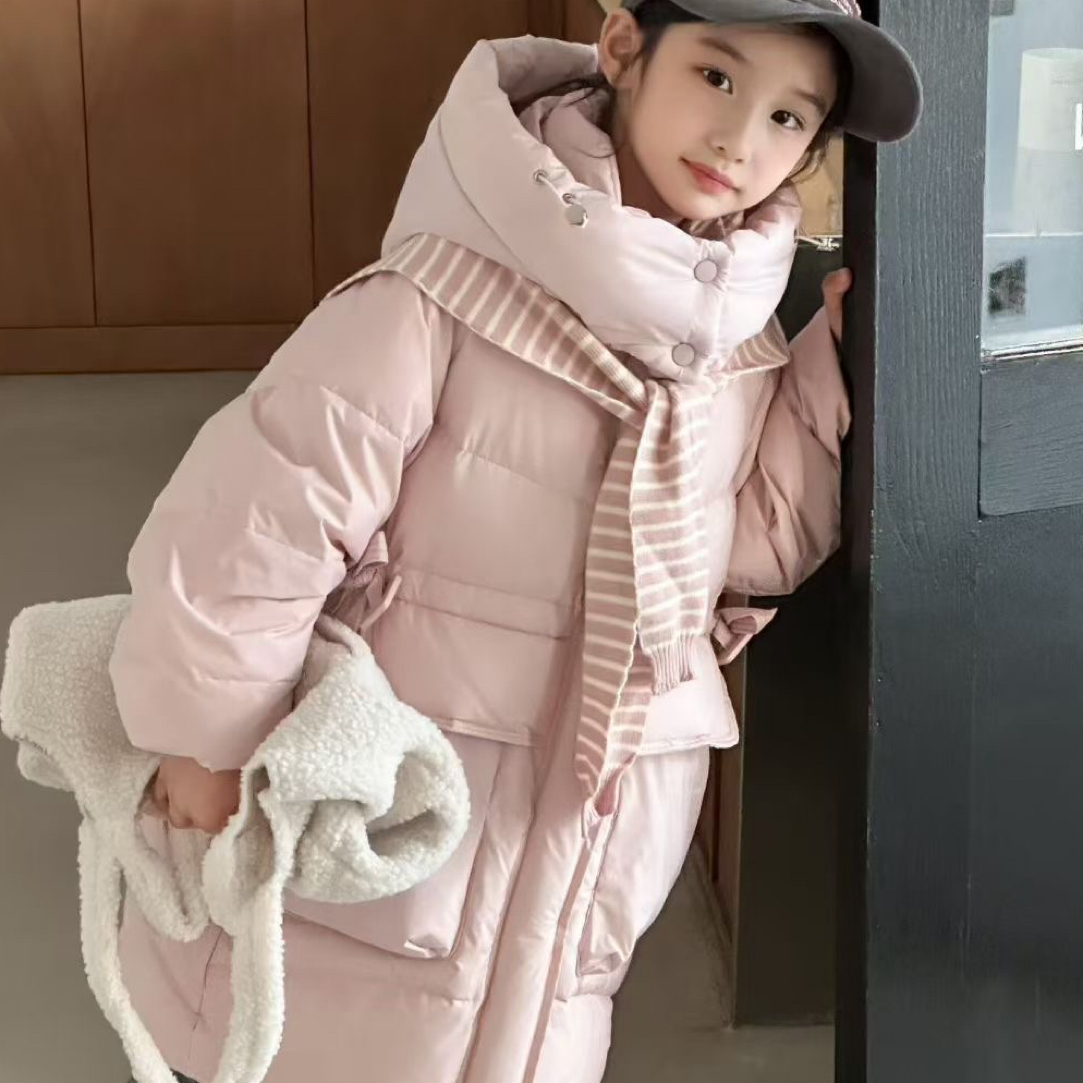 2025年冬季款儿童小中款时尚加绒中长款尺码90～130