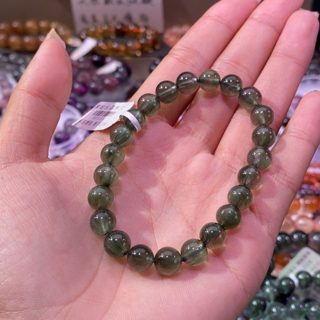 水晶手串未镶嵌谦**子绿发晶8+