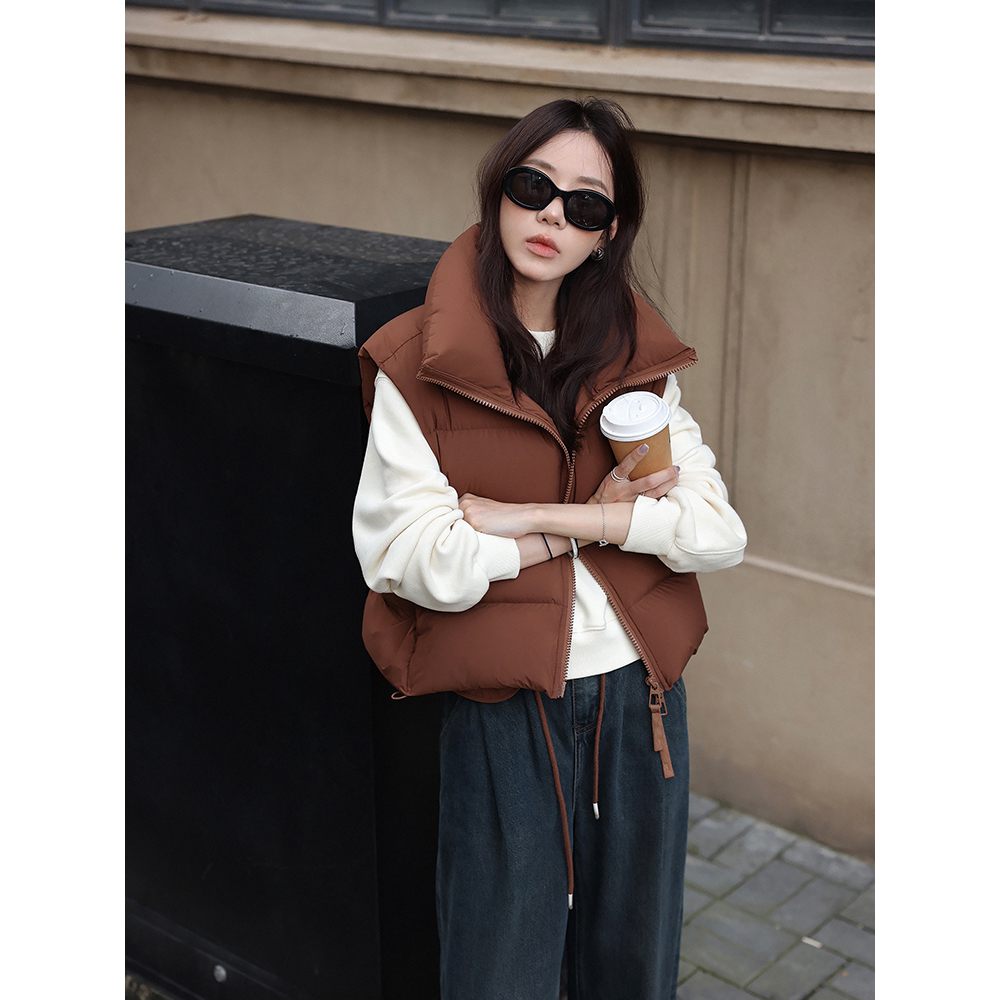 张贝贝ibell高度防绒立领廓形面包服女短款气质保暖羽绒服