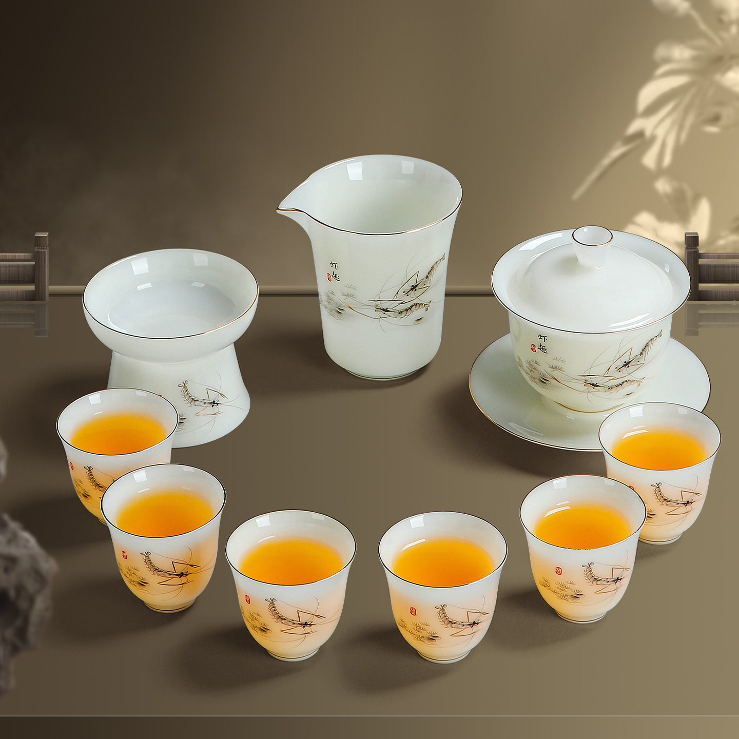 璞玉瓷简约家用泡茶功夫茶具三才盖碗公司活动店铺开业logo伴手礼