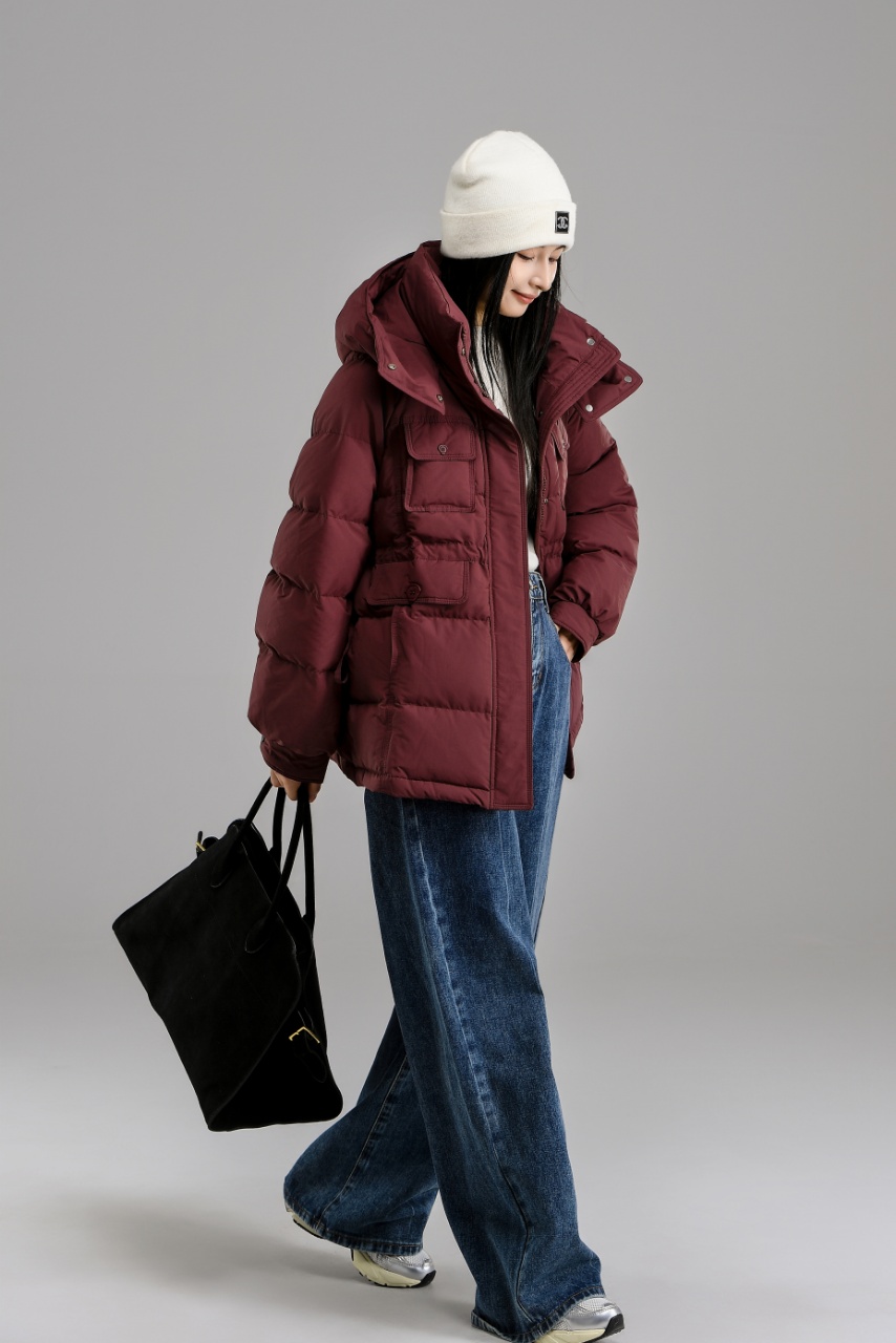 2025新款三星安心90%白鸭绒女款羽绒服加厚轻奢时尚连帽收腰显瘦