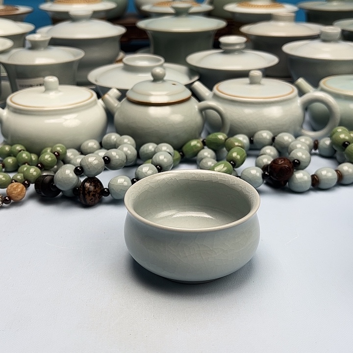 杯仿古月白釉卧佛杯原矿原釉原产地