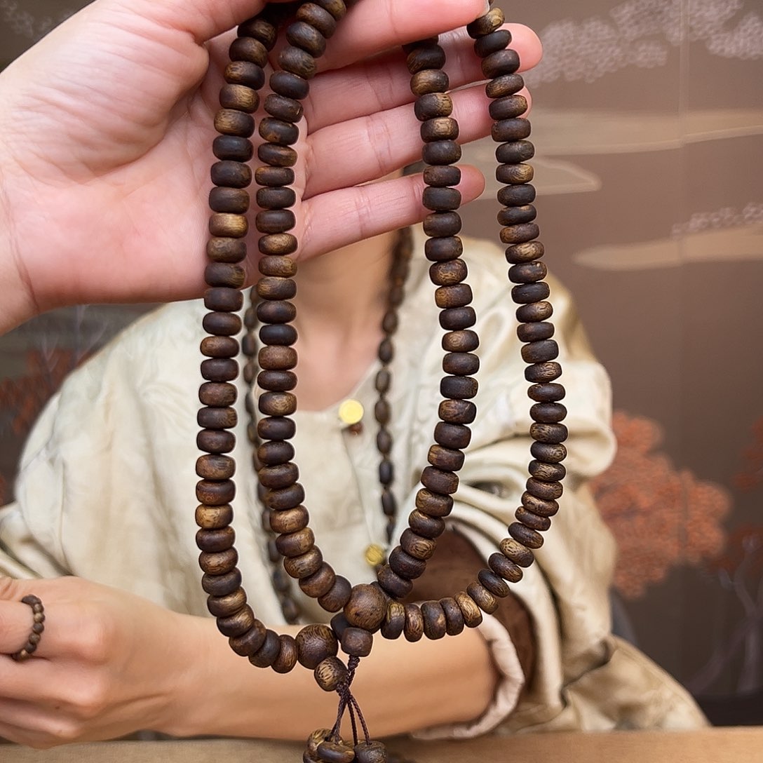 沉香手串海南老白奇金丝红油天然虫漏双圈多样性发货一条1.0