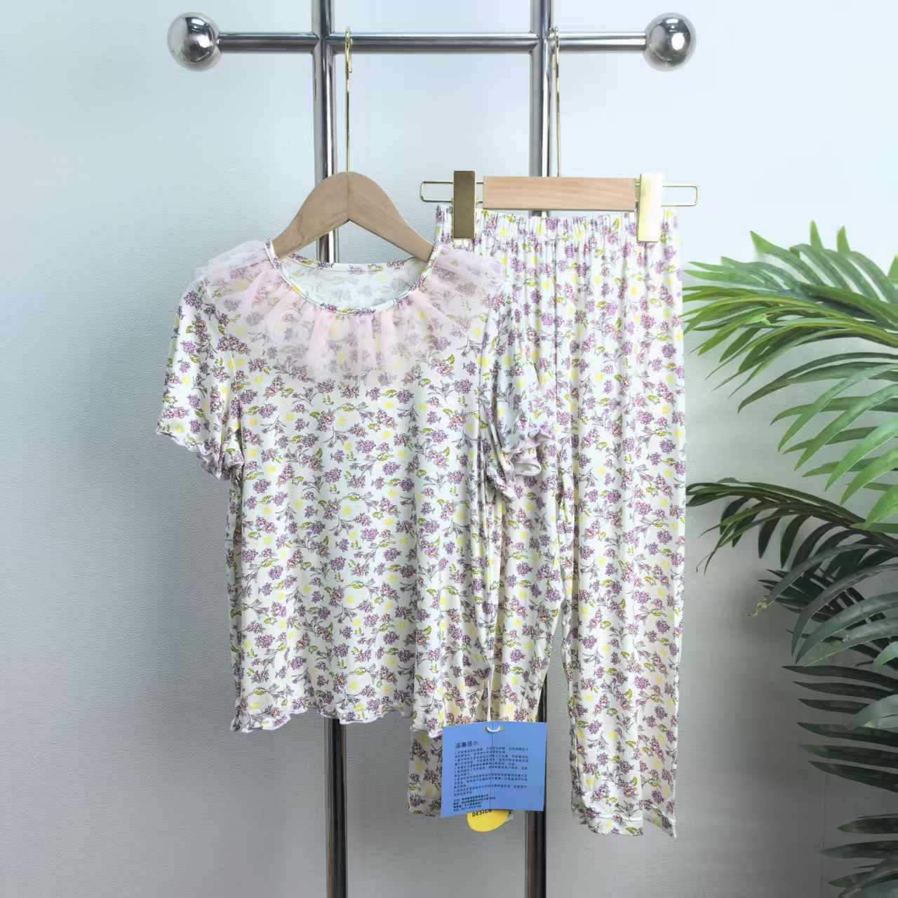 【1627】浅紫色花海纱幔居家服