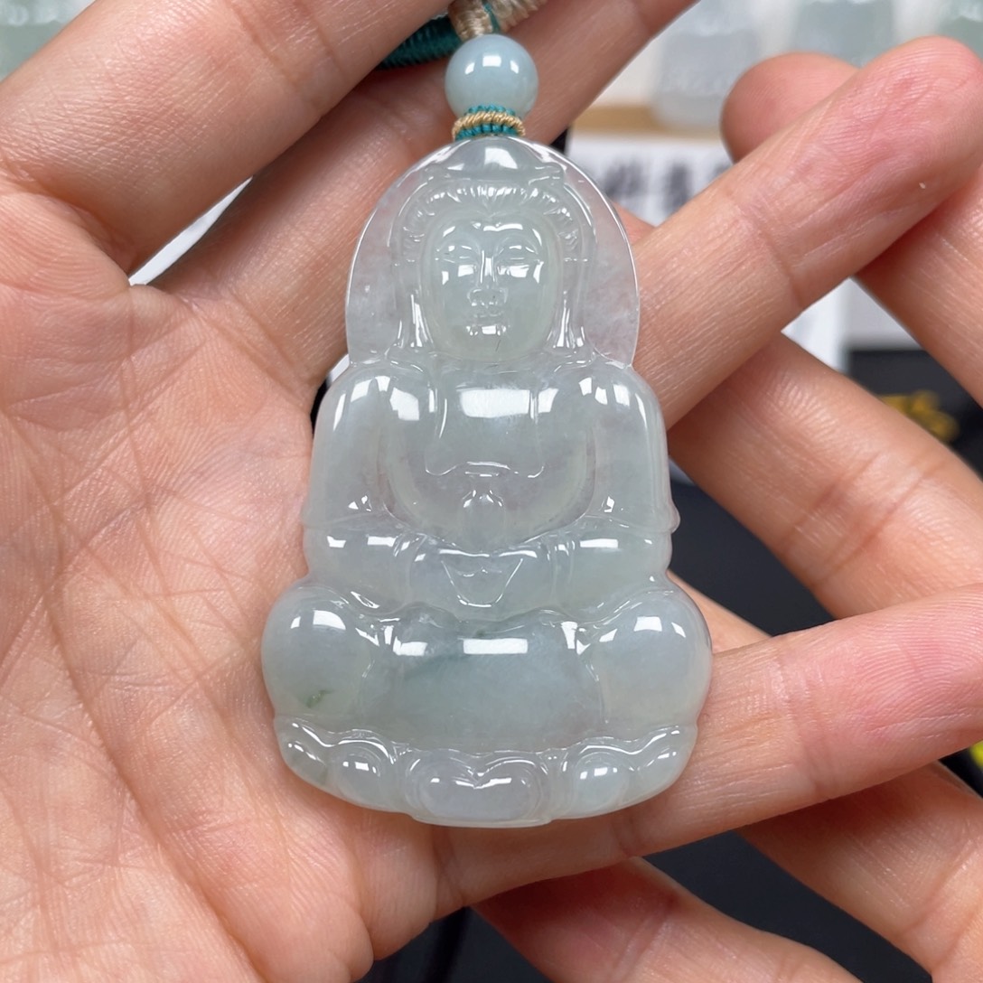 翡翠颈饰未镶嵌天然翡翠A货观音82号