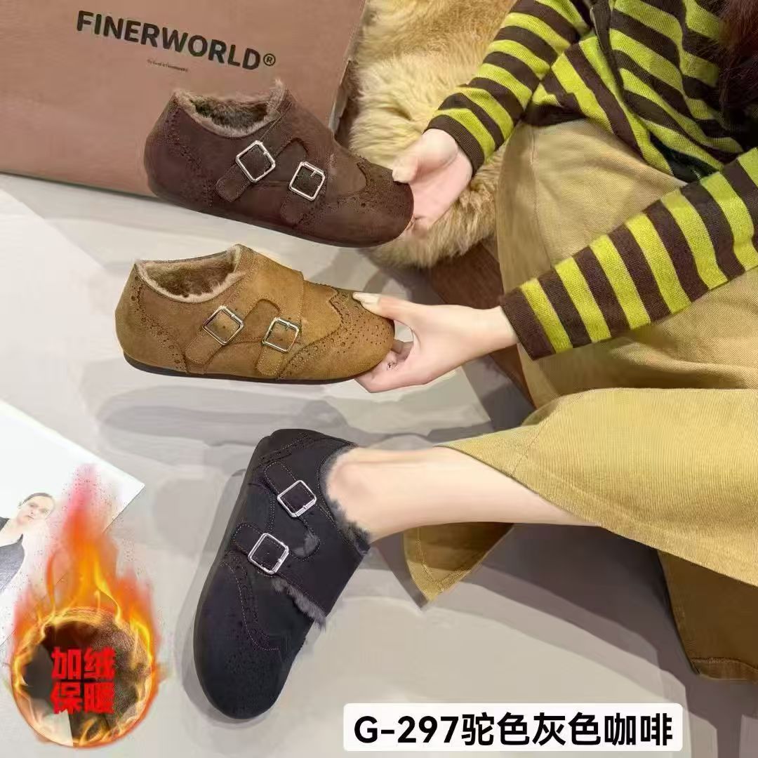 G-297新款平底百搭加绒博肯女鞋