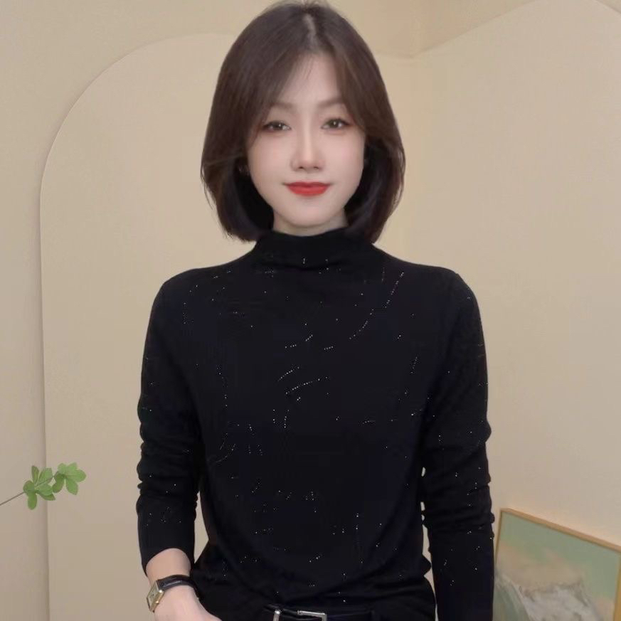 秋冬新款洋气设计感奥绒德绒烫钻打底衫女遮肉显瘦气质长袖上衣