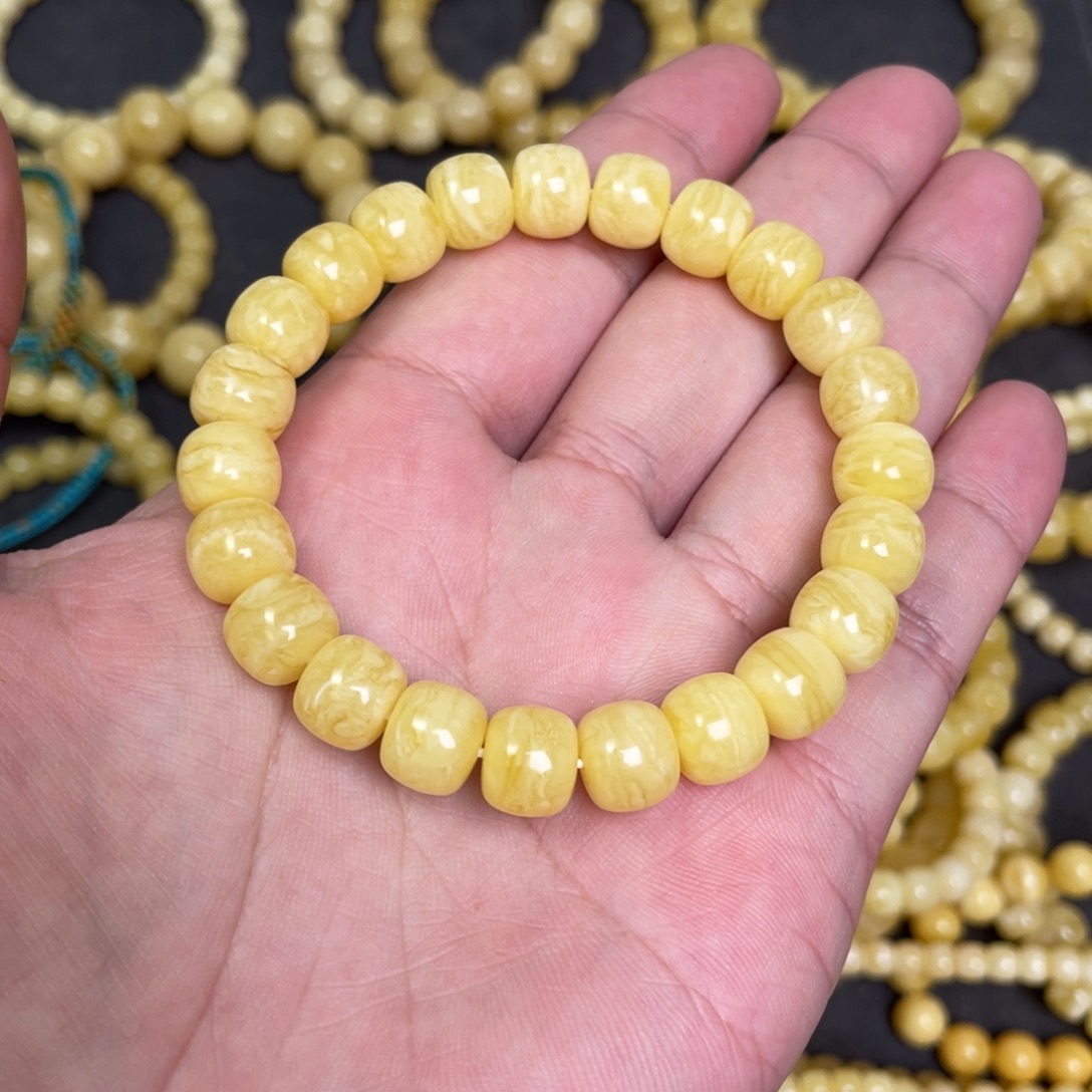 佩***奇蜜蜡未镶嵌裸石虎皮纹千层雪蜜蜡手串10mm