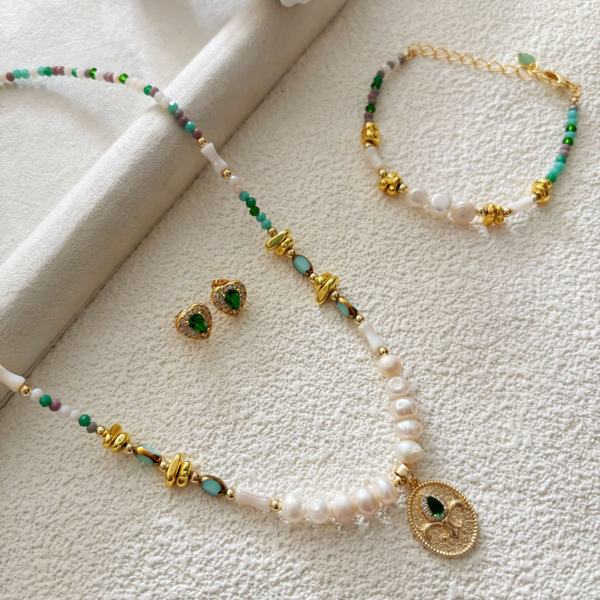 铜合金合成锆石项链 民族风个性简约手工款百搭套装多款可选