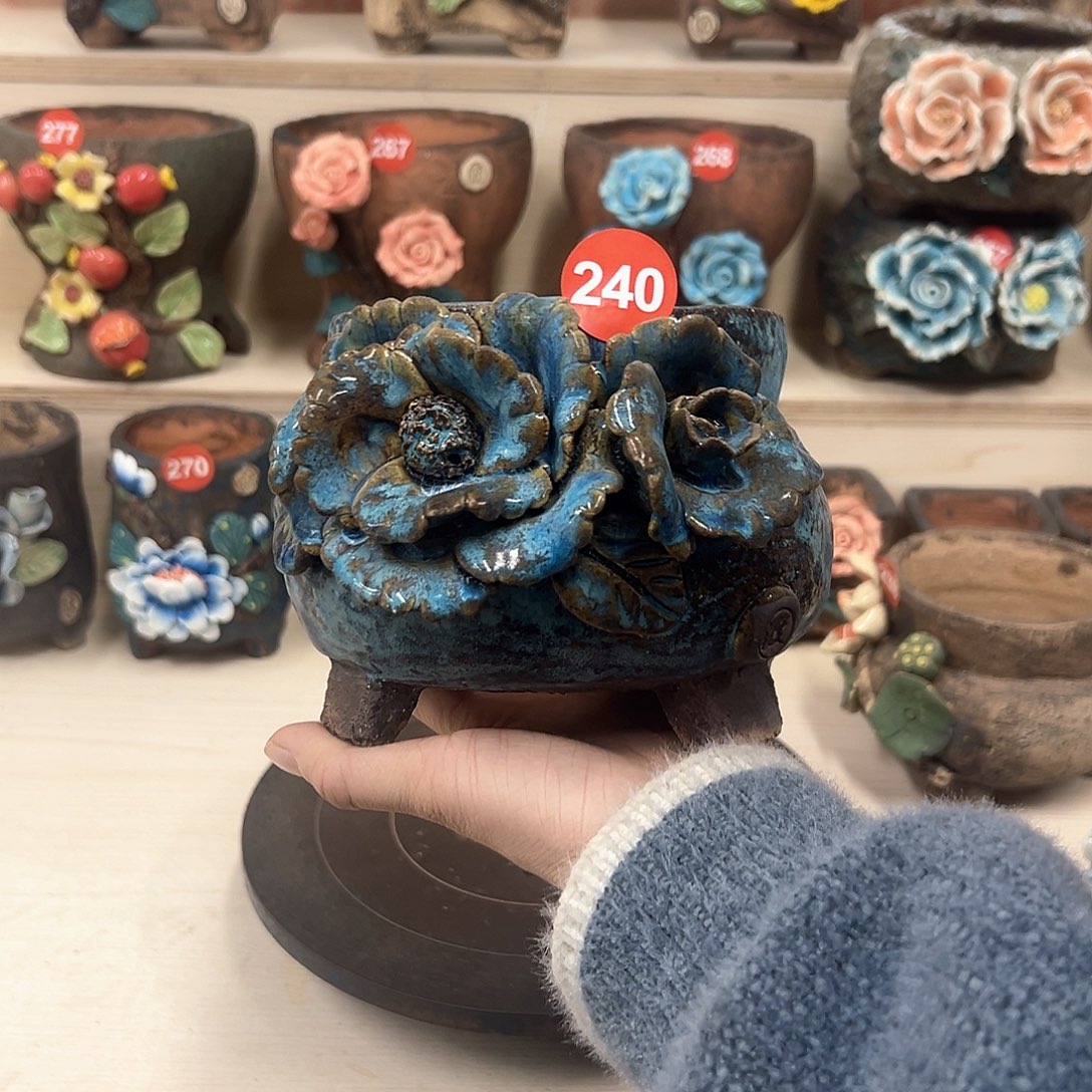 紫砂花盆240号内口10.5外高12