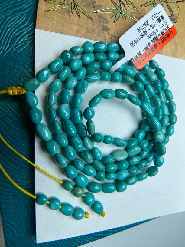 原矿绿松石玉化糖豆随型108多圈尺寸4.5mm