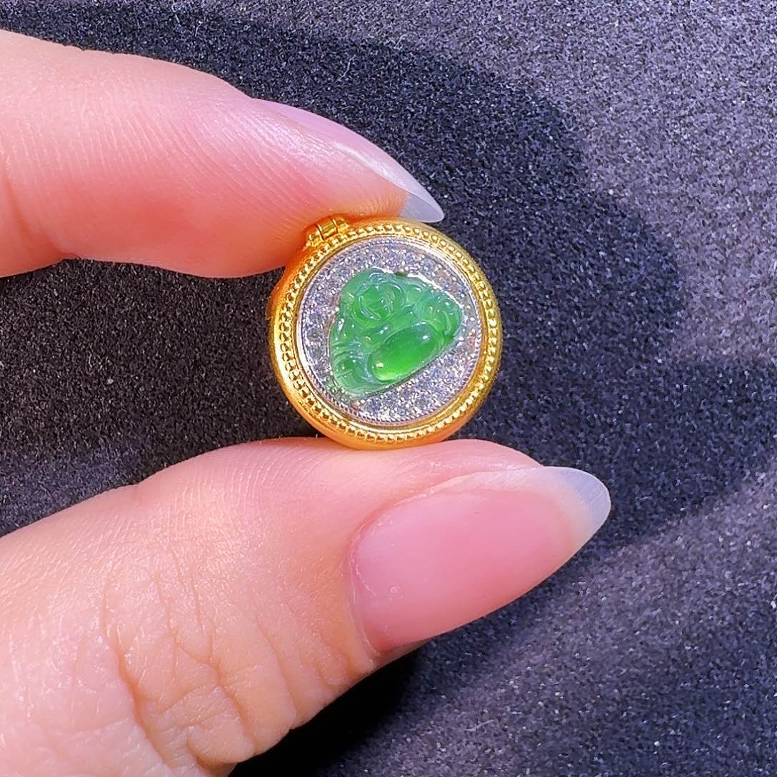 翡翠银S925镶嵌吊坠(不含链)佛公