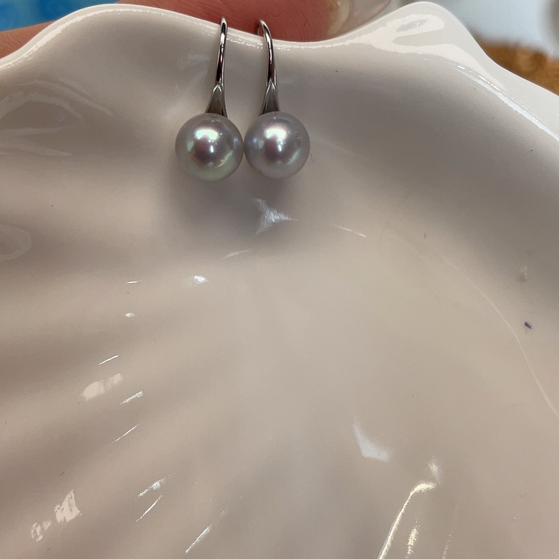 海水珍珠银S925镶嵌耳饰