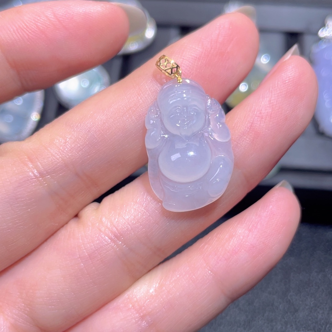 颈饰18K金镶嵌翡翠翡翠