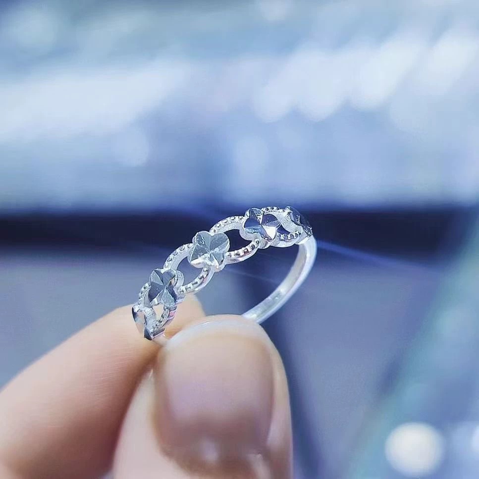 足银戒指 足银999.9 四叶草戒指（25709）