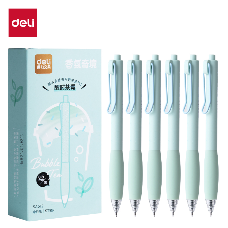 【直播】得力SA612香味按动常规中性笔0.5mmST头(黑)