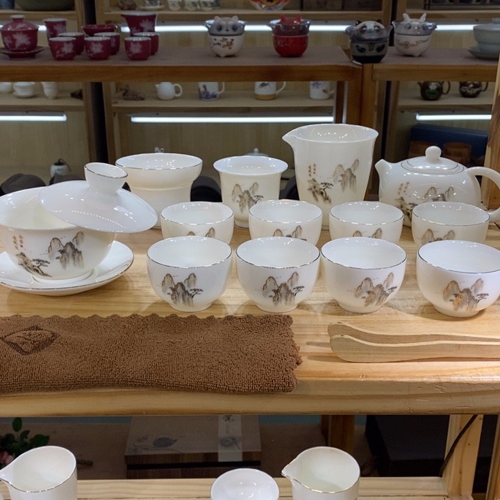 羊脂玉茶具套装大全套