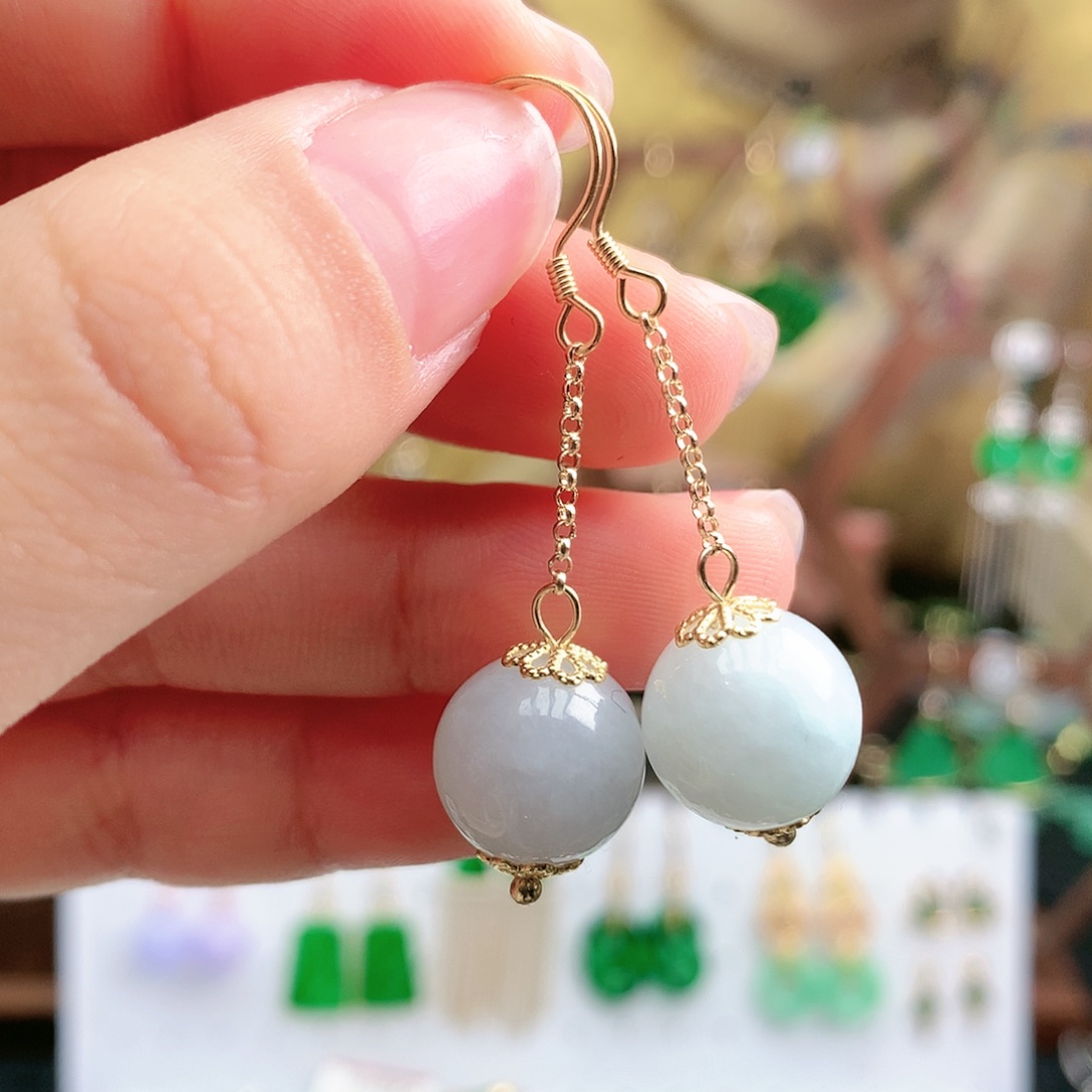 翡翠耳饰银S925镶嵌耳饰