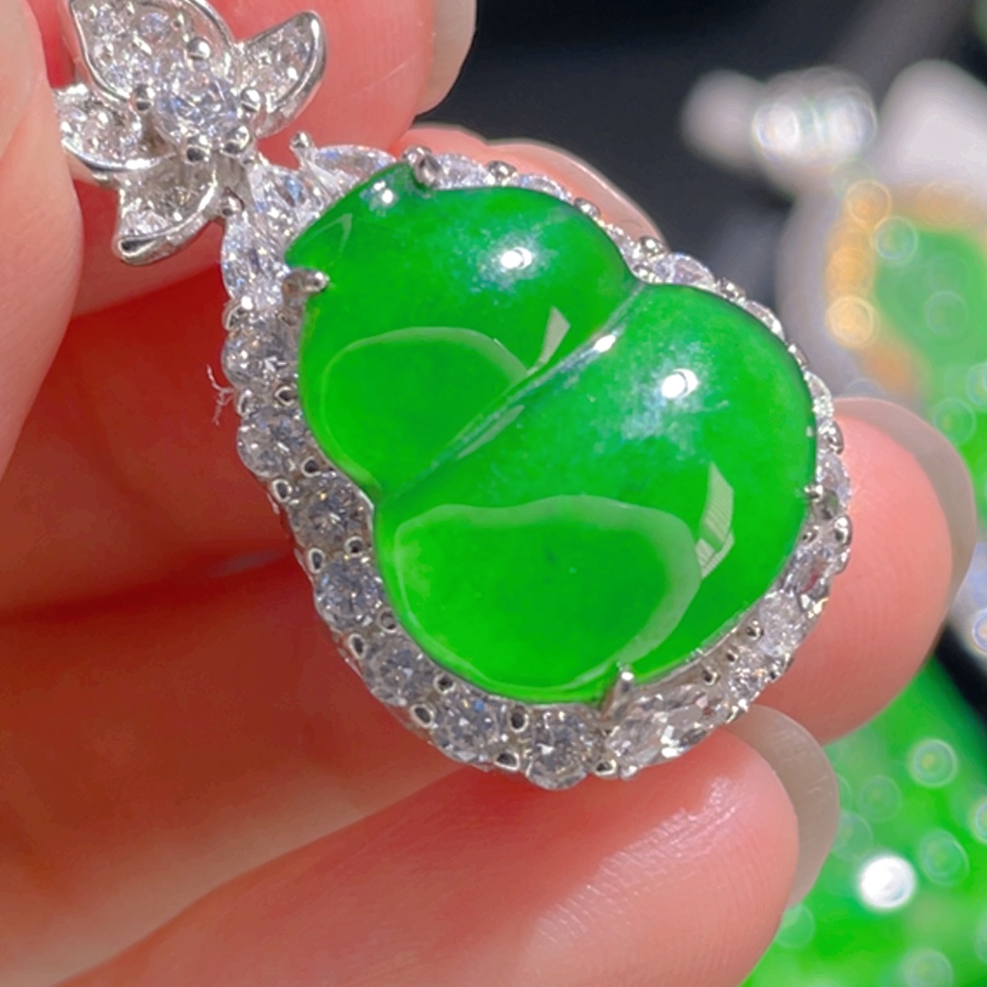 翡翠吊坠(不含链)银S925镶嵌