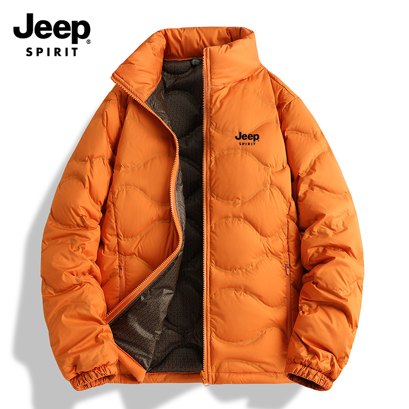 JEEP SPIRIT吉普2025男女新款90白鸭绒轻薄石墨烯立领错格羽绒服