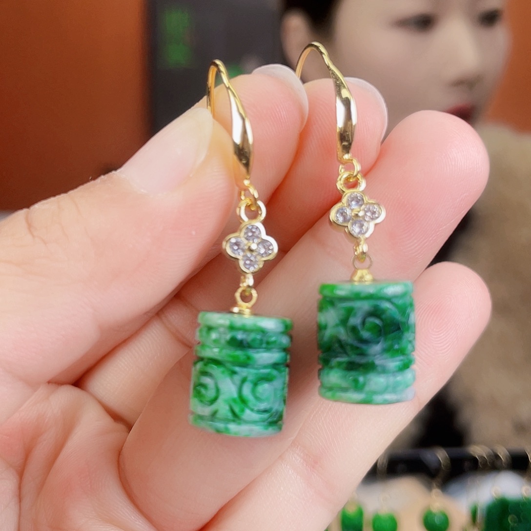 翡翠未镶嵌耳饰饰品