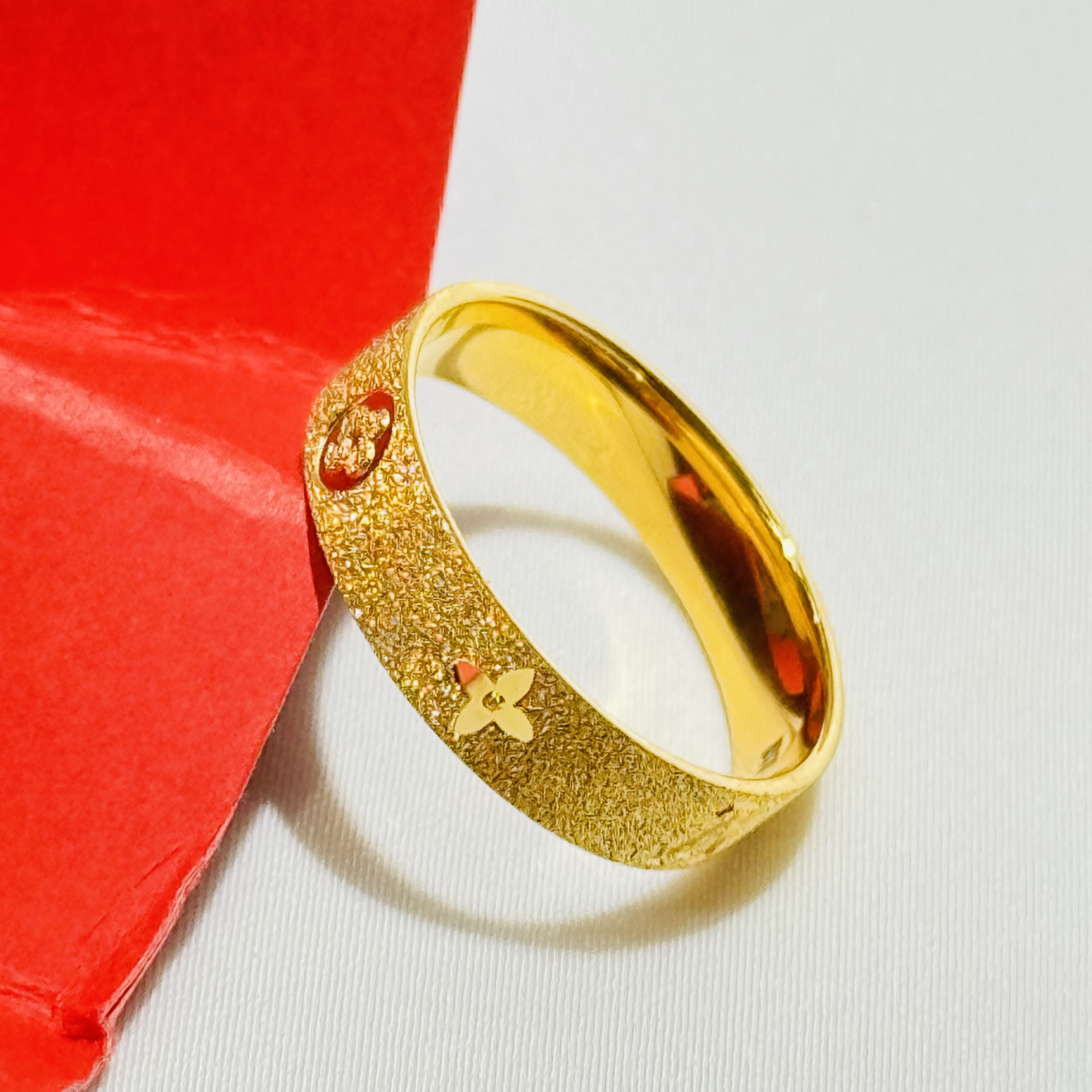 黄金足金999磨砂实心款戒指