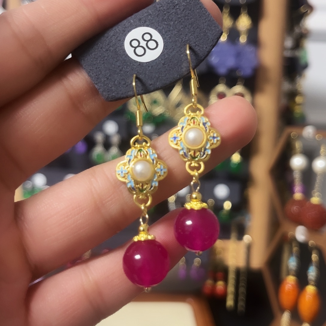 锆石纯铜925银耳饰