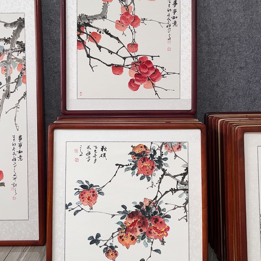 国画书画作品带框63×63