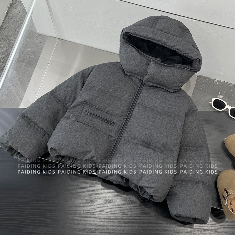 冬装儿童韩版时尚深色系单侧拉链口袋保暖加厚棉服外套SJ6784-DD1