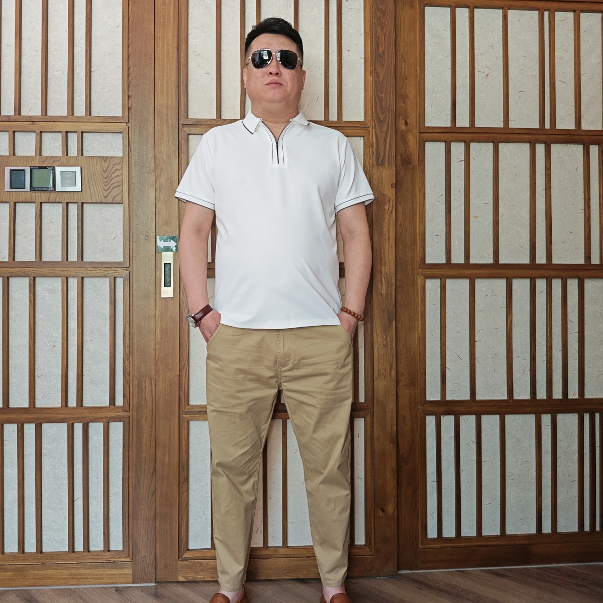 夏季舒适时尚男士简约透气修身商务休闲裤纯色大码男装立体剪裁SP