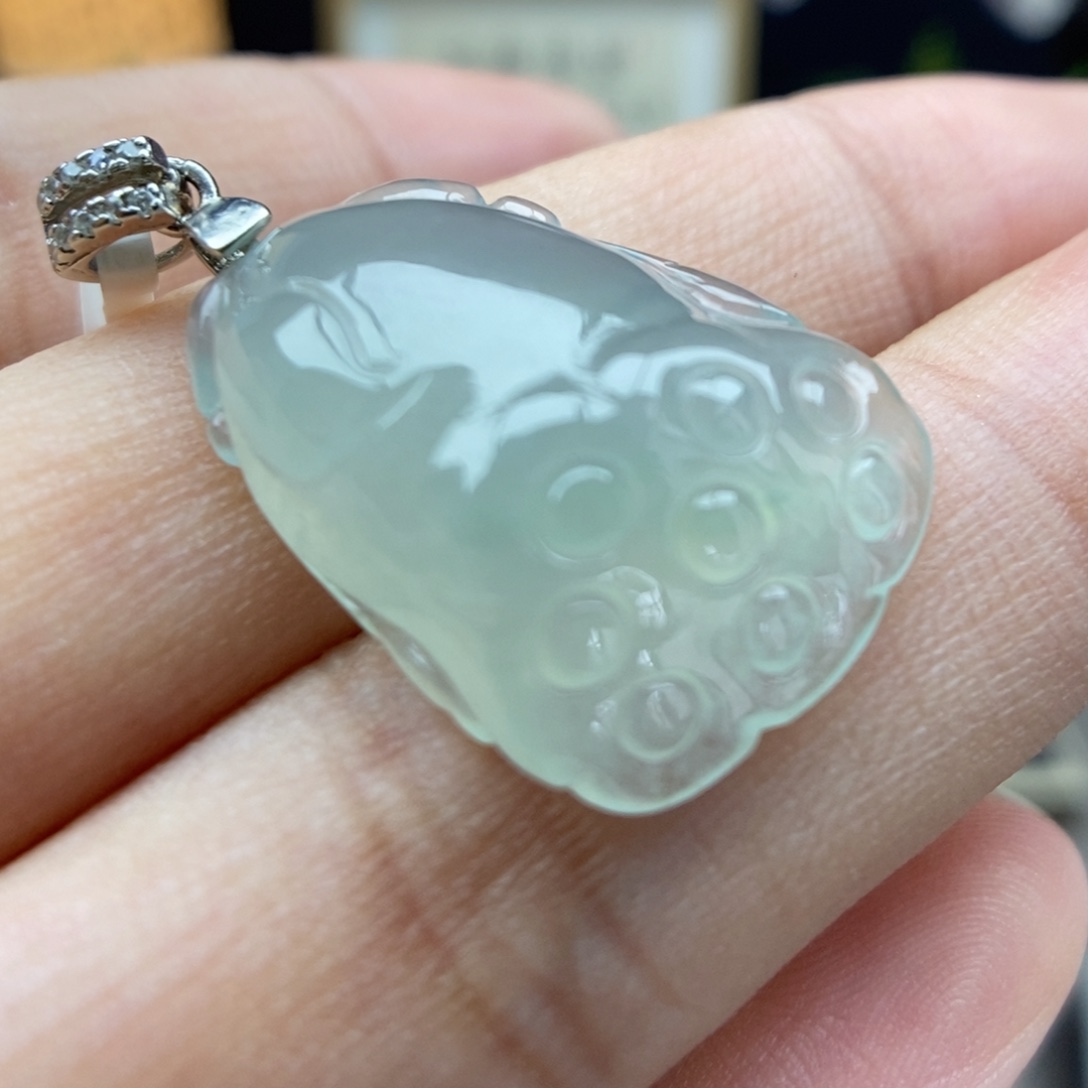 翡翠银S925镶嵌颈饰吊坠