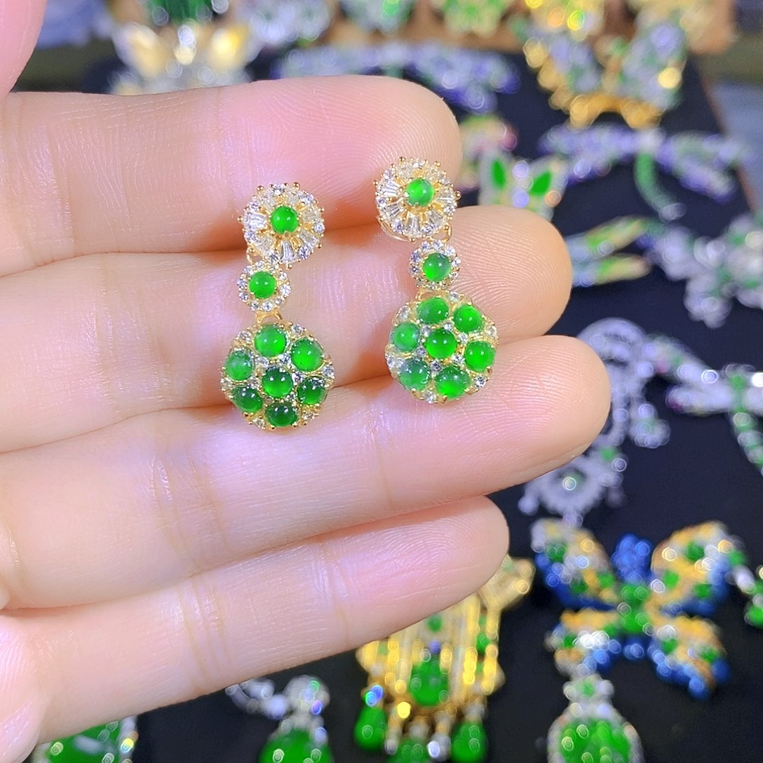 吊坠(不含链)银S925镶嵌翡翠