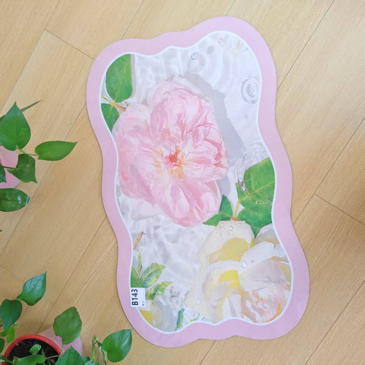 B143粉色花朵地垫50*80
