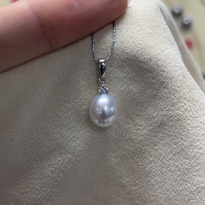 银S925镶嵌海水珍珠颈饰澳白 8-9mm 128号