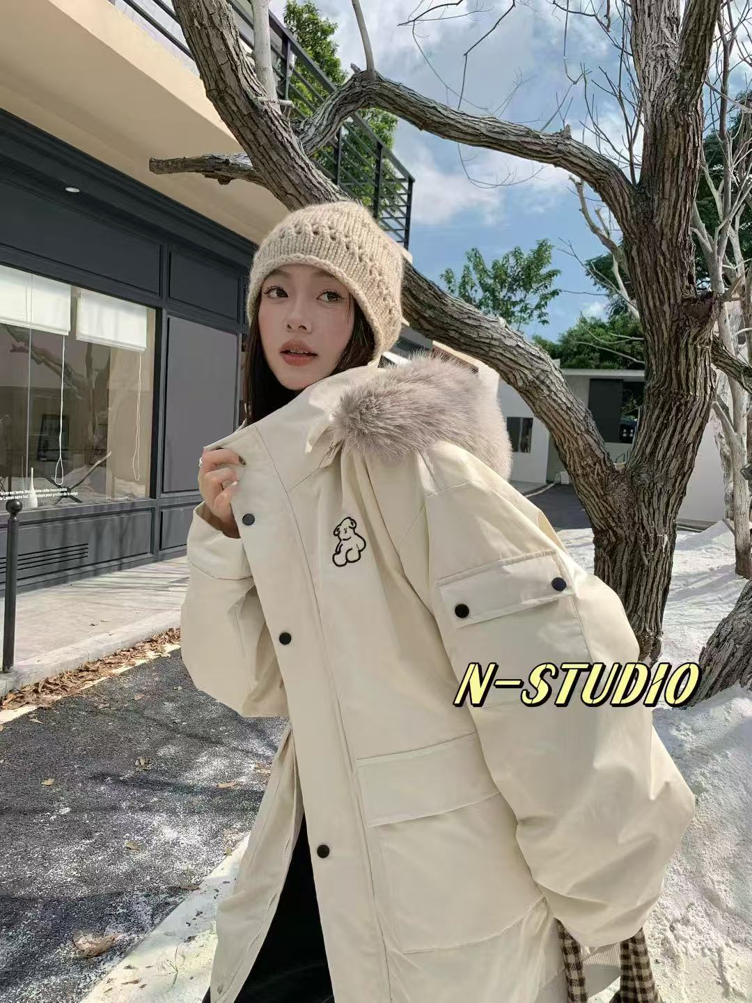 【大派克】冬季宽松中长款帽子可拆卸抗风保暖宇宙棉派客服F4741