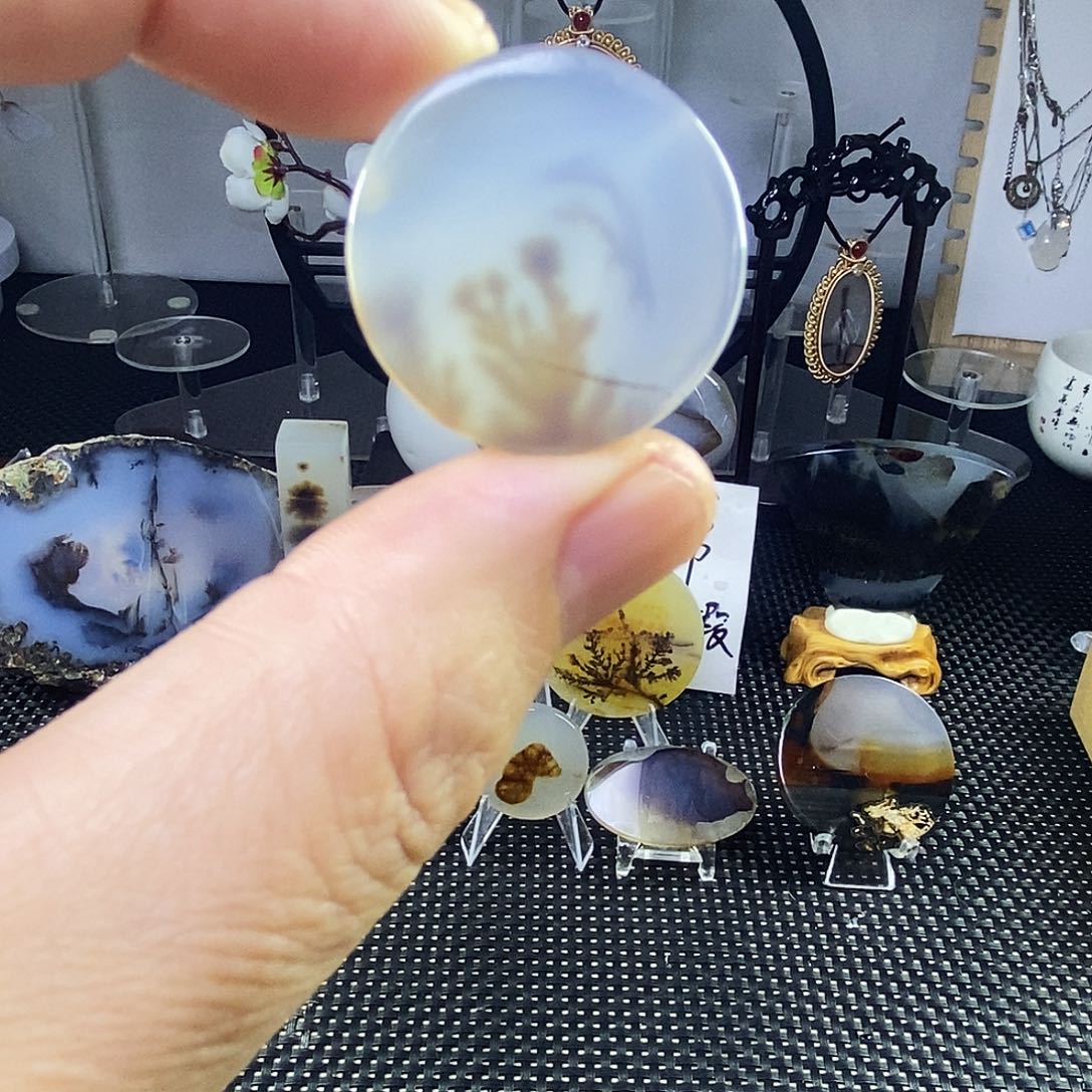 合成碳硅石非金属时尚图纹画面石饰品