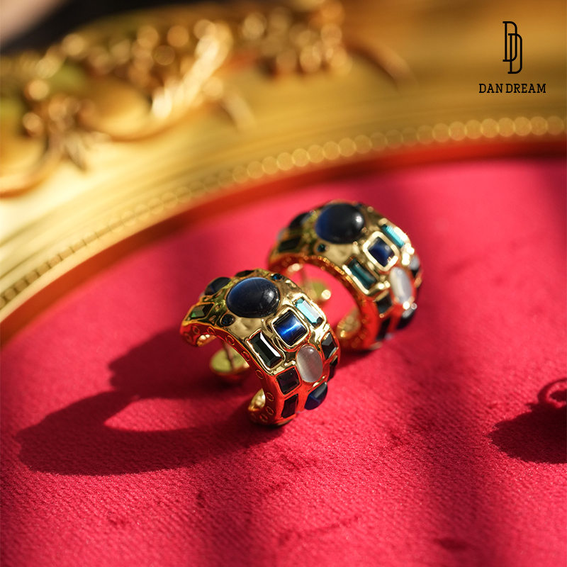 DANDREAM浮光一帘幽梦耳钉中古轻奢小众设计C圈