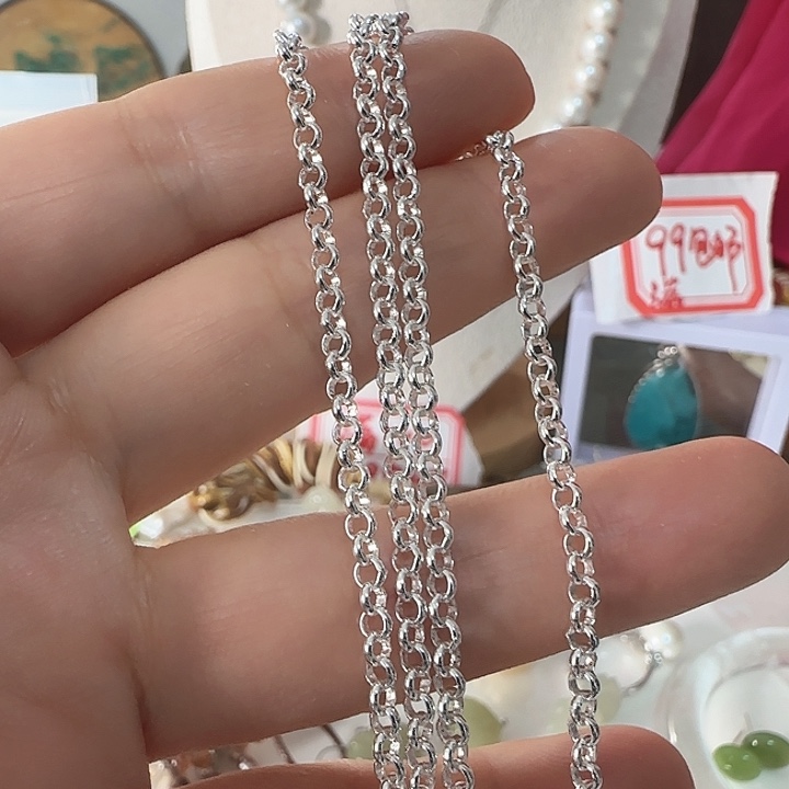 末***银S925镶嵌淡水珍珠颈饰配件链子